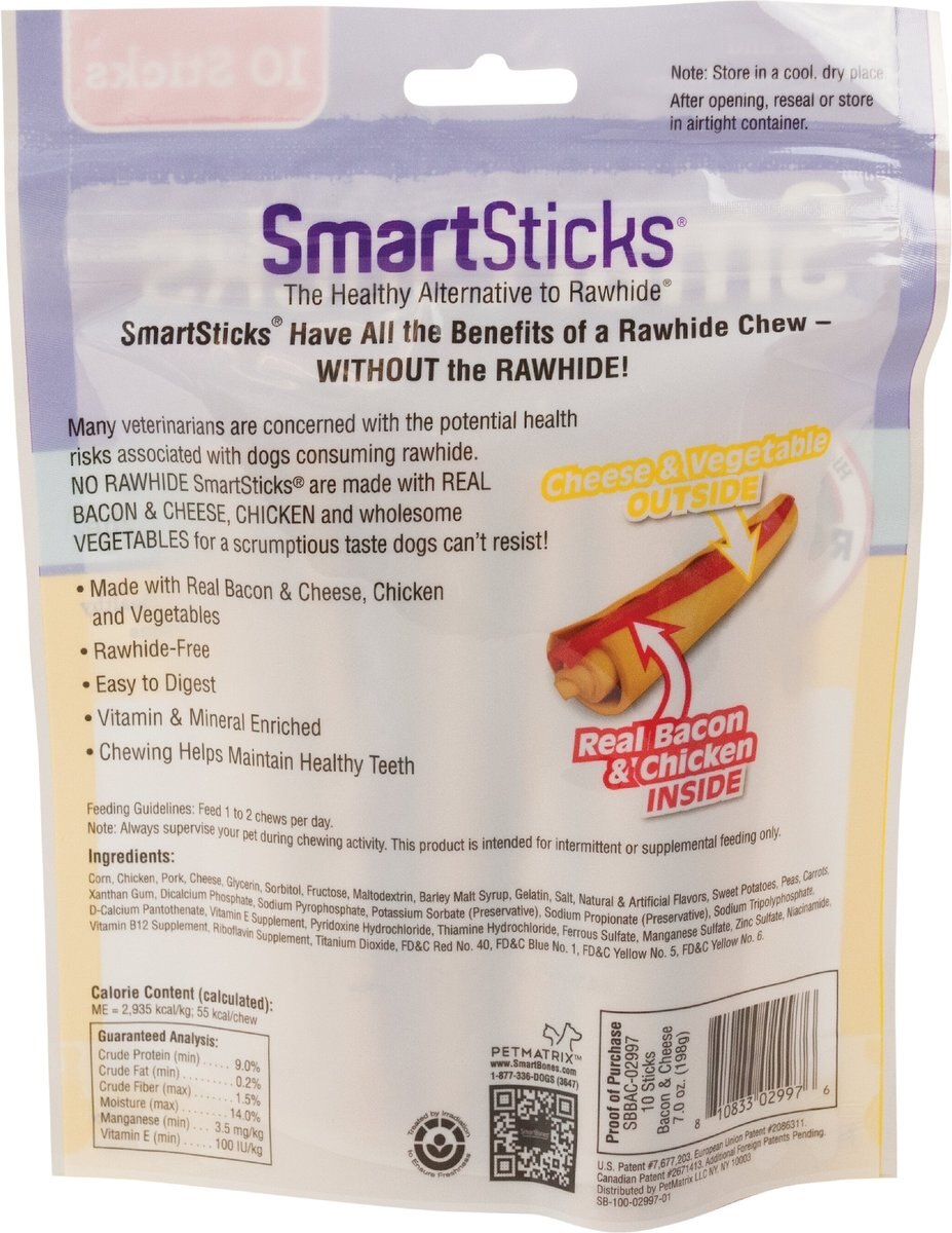 SmartBones SmartSticks Bacon and Cheese Chews Dog Treats