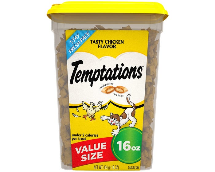 Temptations Tasty Chicken Flavor Cat Treats， 16 oz. Tub