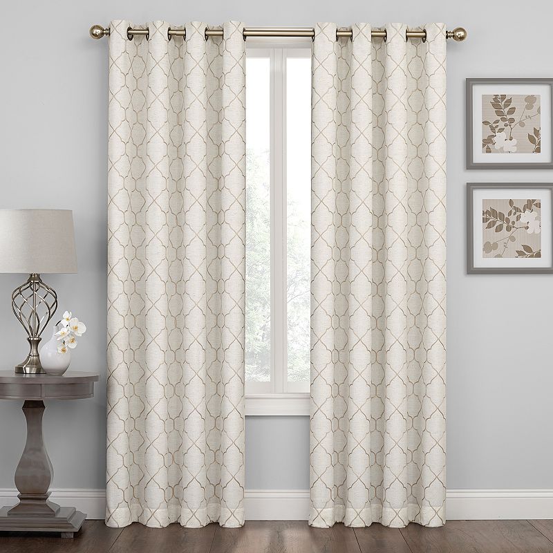 Regent Court 1-Panel Embroidered Lattice Window Curtain