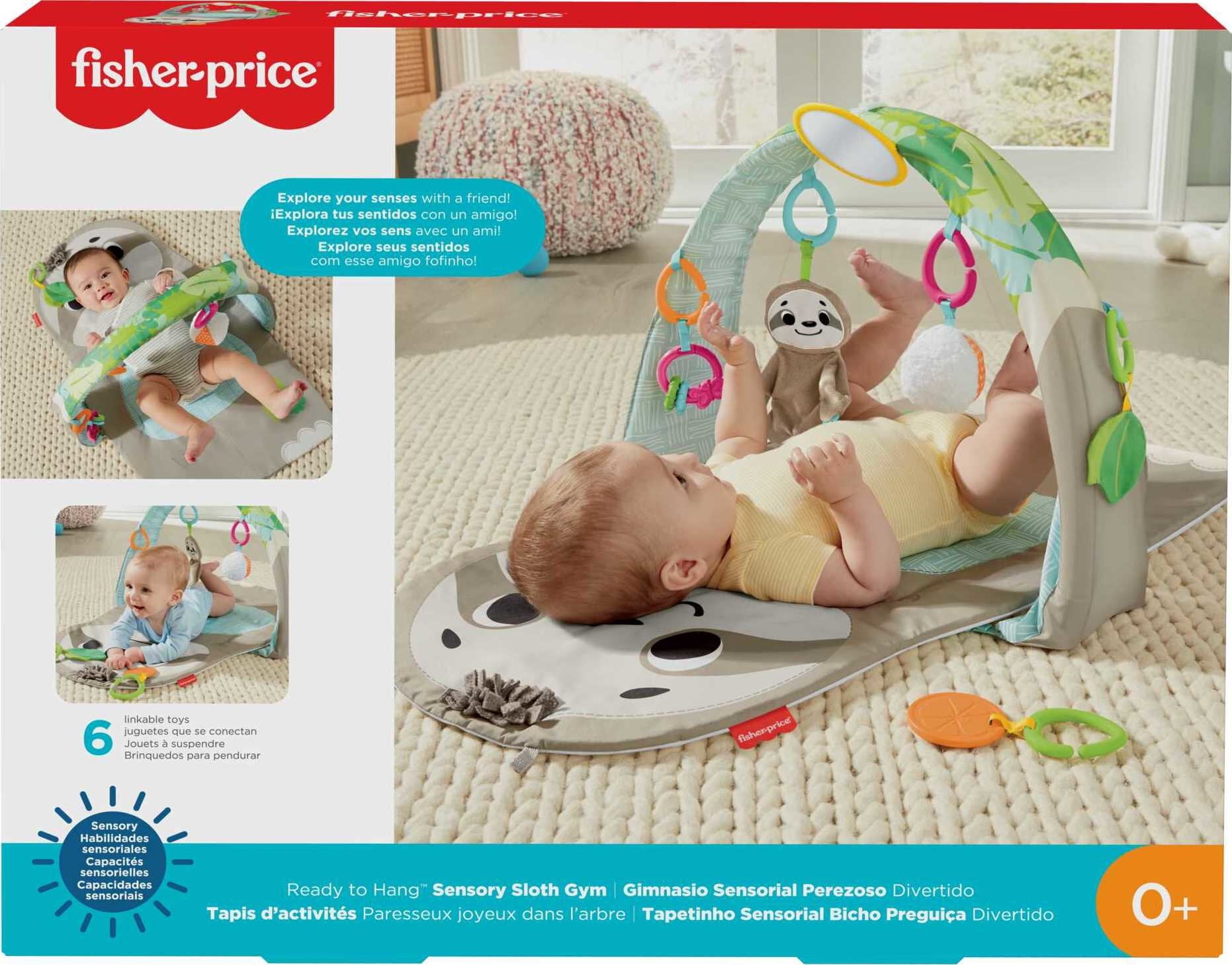 Fisher-Price Ready To Hang Sensory Sloth Baby Gym with 6 Moveable Toys for Newborns