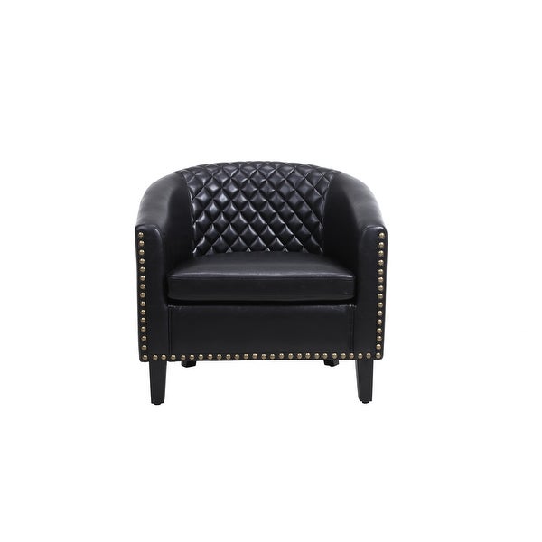 Leisure Barrel Chair Accent Chair with Nailheads and Solid Wood Legs