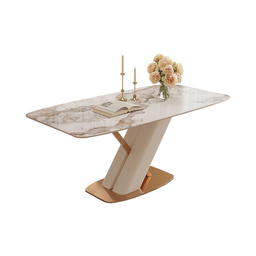 JASIWAY Light Luxury Style Sintered Stone Dining Table