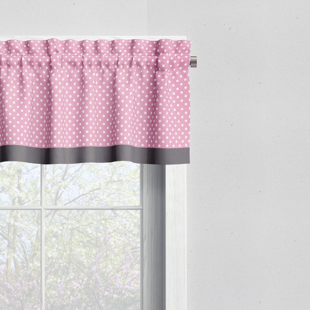 Bacati Pin Dots Pink gray Window Valance