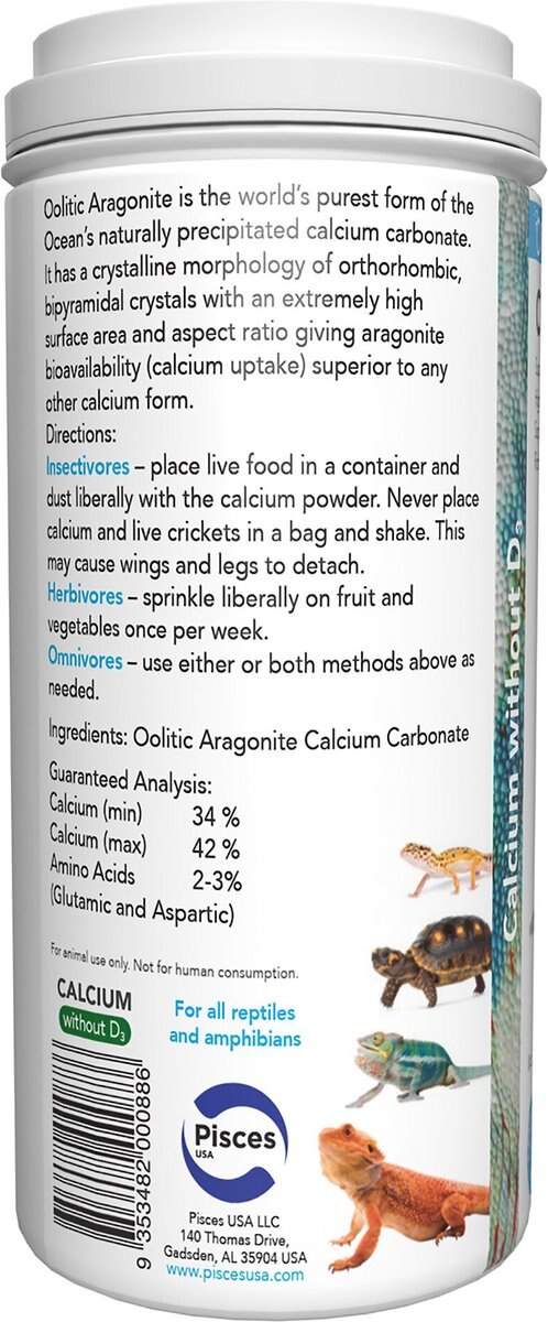 Pisces USA Calcium Without D3 Reptile Supplement