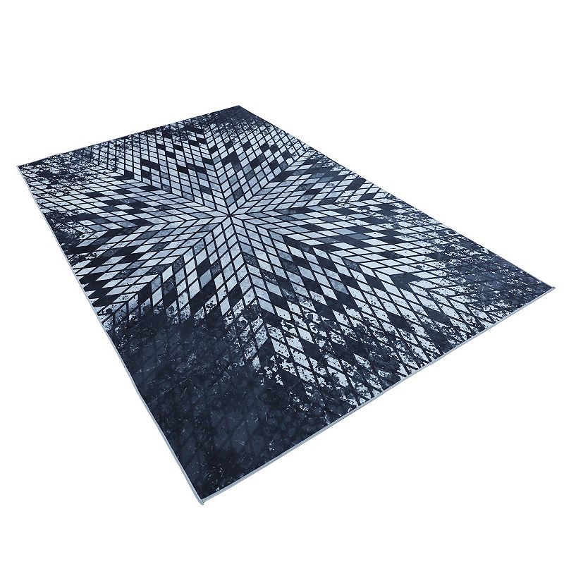 Walk on Me Faux Cowhide Digital Printed Patchwork Astral Sequence Contemporary Indoor Area Rug