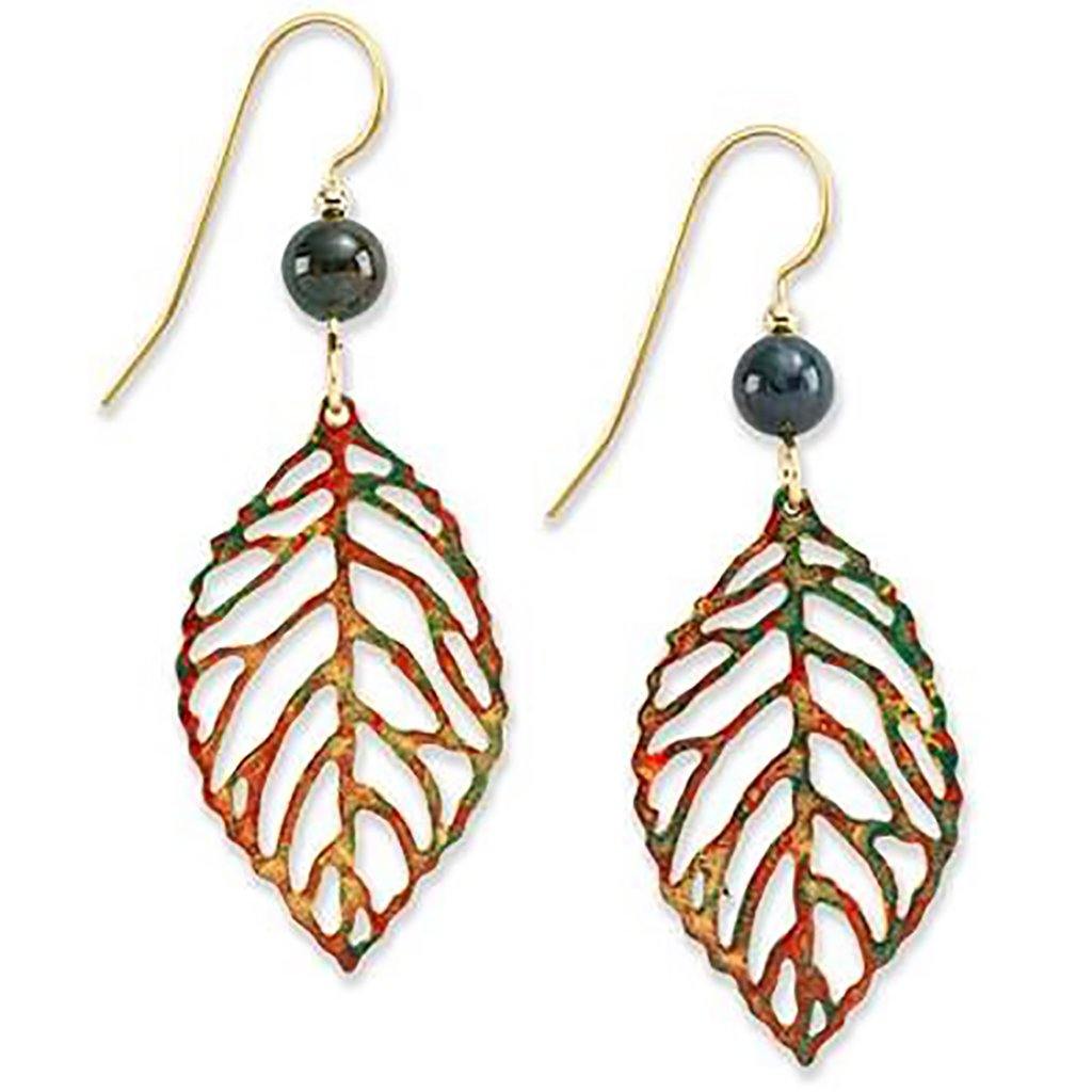 Silver Forest Earrings - Open Leaf Fall Colors