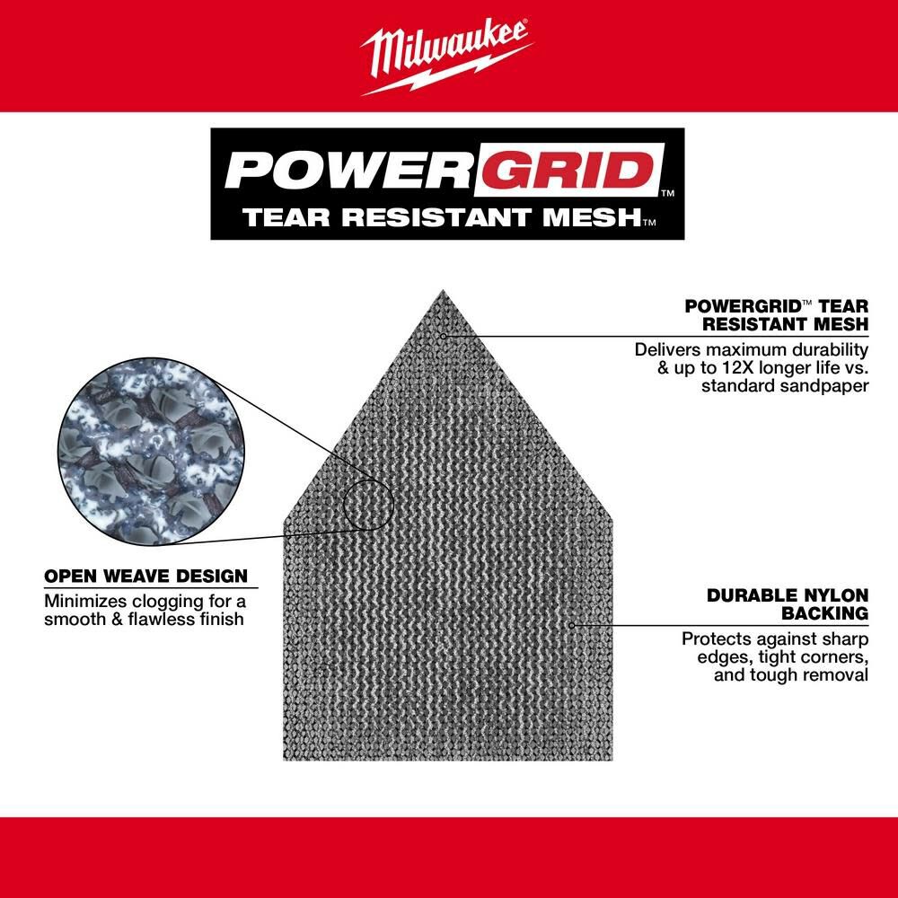 MW Assorted 80 120 and 180 Grit Mesh Sanding Sheets for M12 Orbital Detail Sander 36pk 48-80-5406 from MW