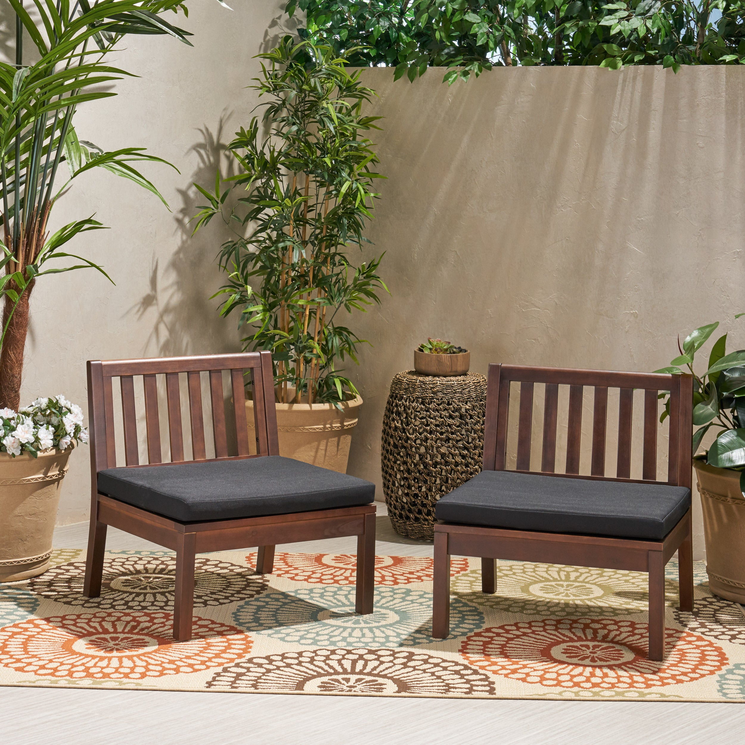 Arth Outdoor Acacia Wood Club Chair (Set of 2)