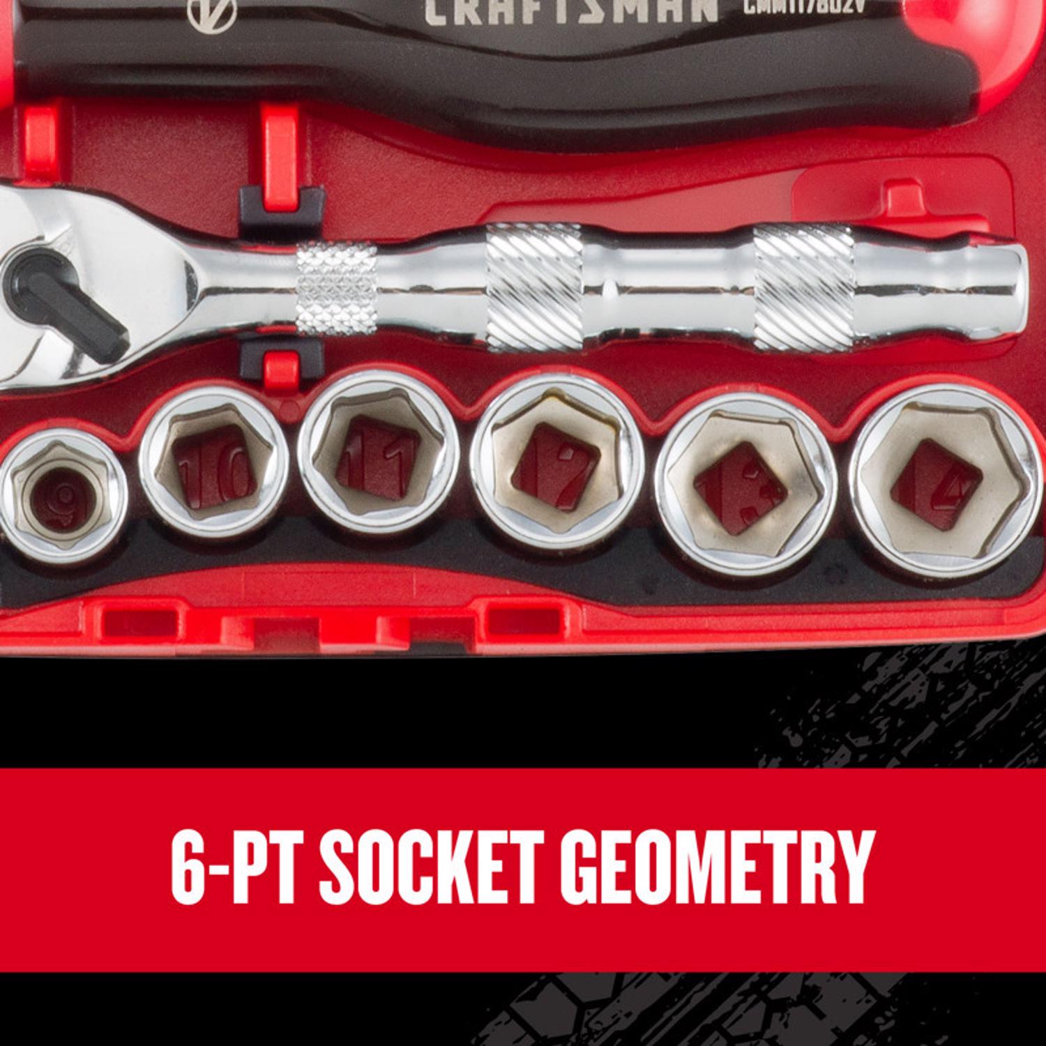 Craftsman V-Series 1/4 in. drive Metric 6 Point Socket and Tool Set 38 pc