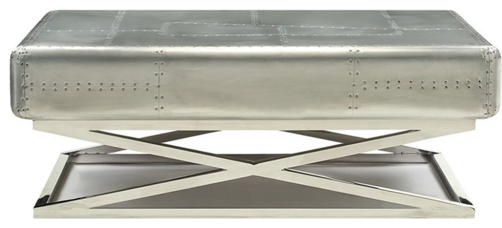 ACME Aberdeen II 51 quotAccent Storage Coffee Table in Aluminum   Industrial   Coffee Tables   by Homesquare  Houzz