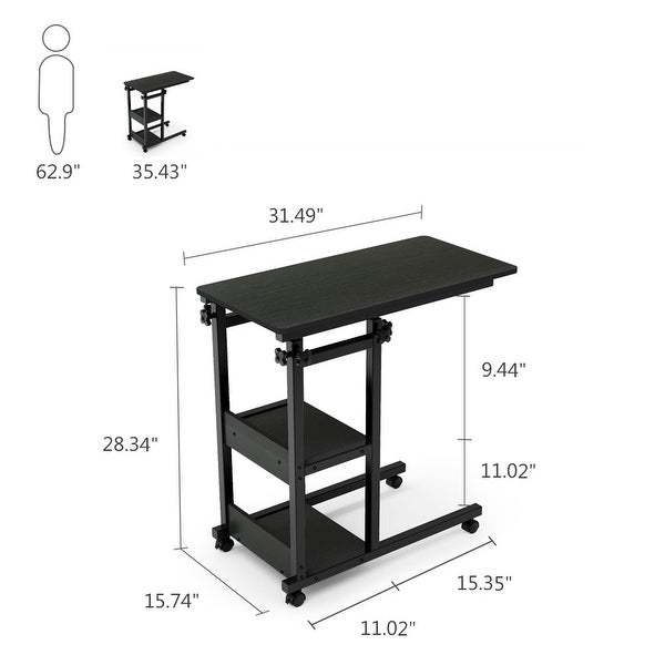 Mobile Snack Side Table， Height Adjustable C Shaped Bedside Table