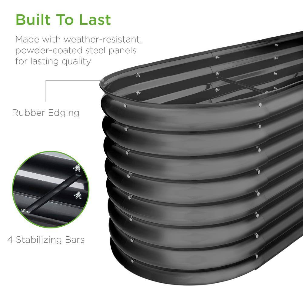 Best Choice Products 8 ft. x 2 ft. x 2 ft. Oval Steel Raised Garden Bed Planter Box for Vegetables Flowers in Charcoal SKY6641
