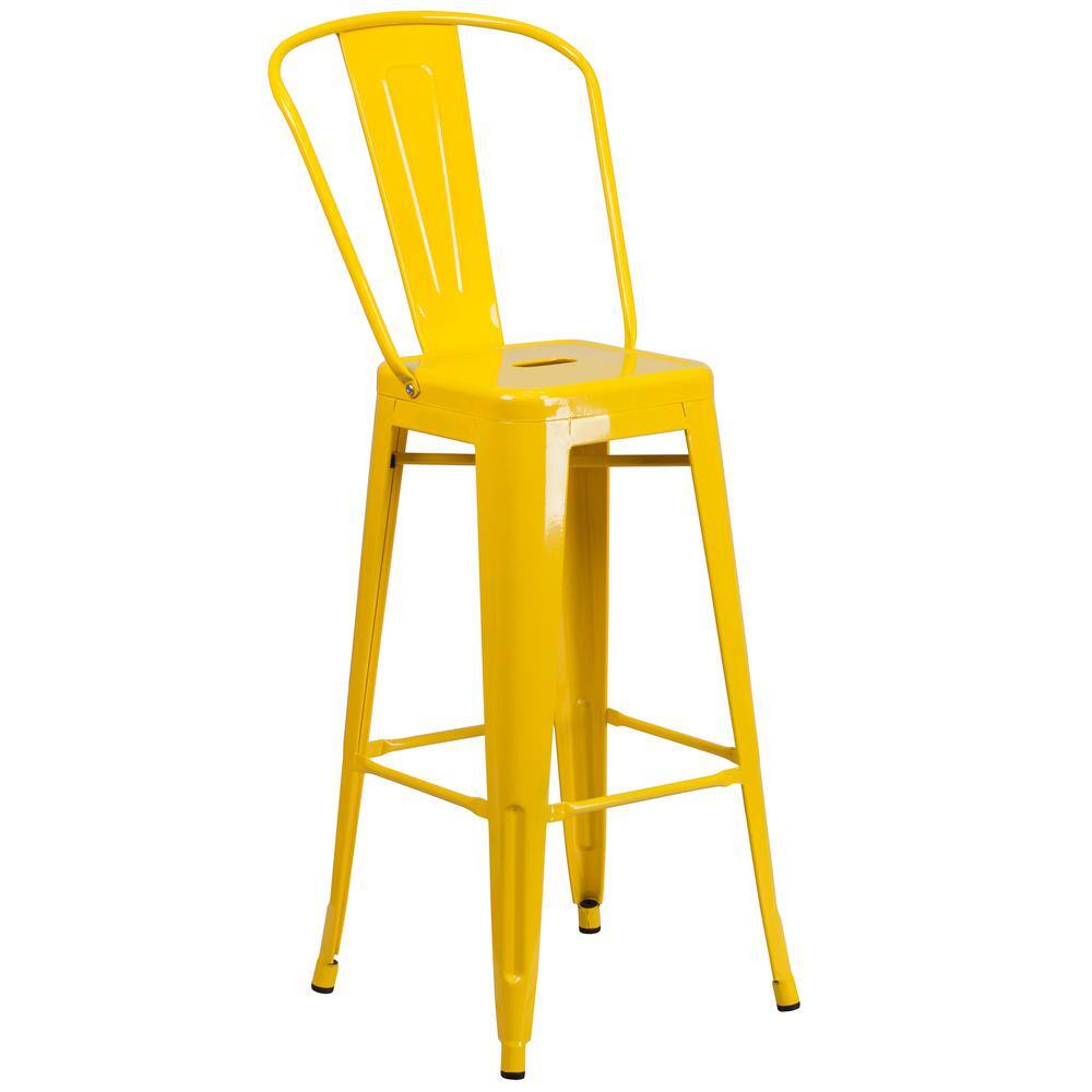 Flash Furniture 30.25 in. Yellow Metal Bar Stool CH3132030GBYL