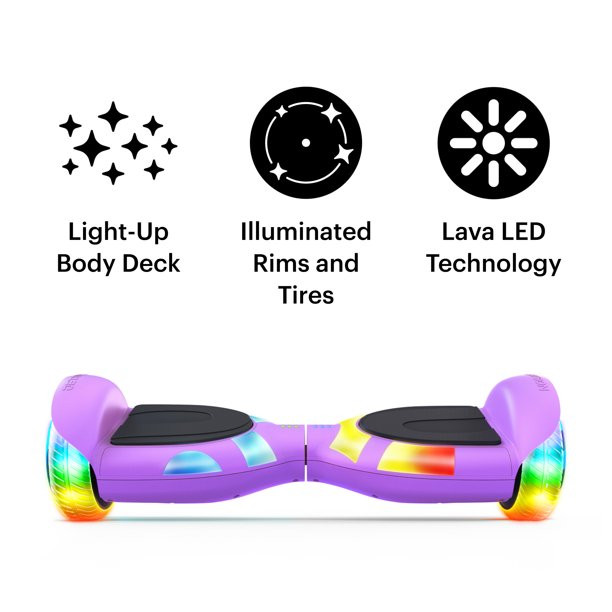 Jetson Litho X Hoverboard Weight Limit 220 Lb. 12 Purple Lava LED technology， Light-Up Deck， Illuminated Rims Tires， Purple