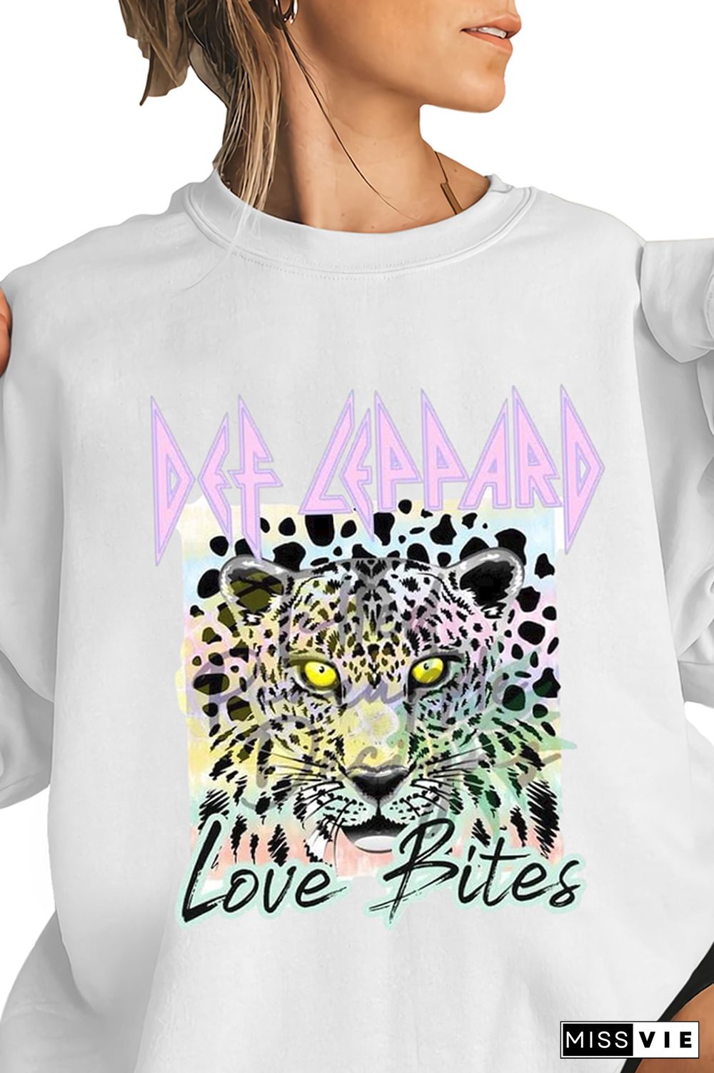 Tiger Love Bites Print O-neck Long Sleeve Sweatshirts Women Wholesale