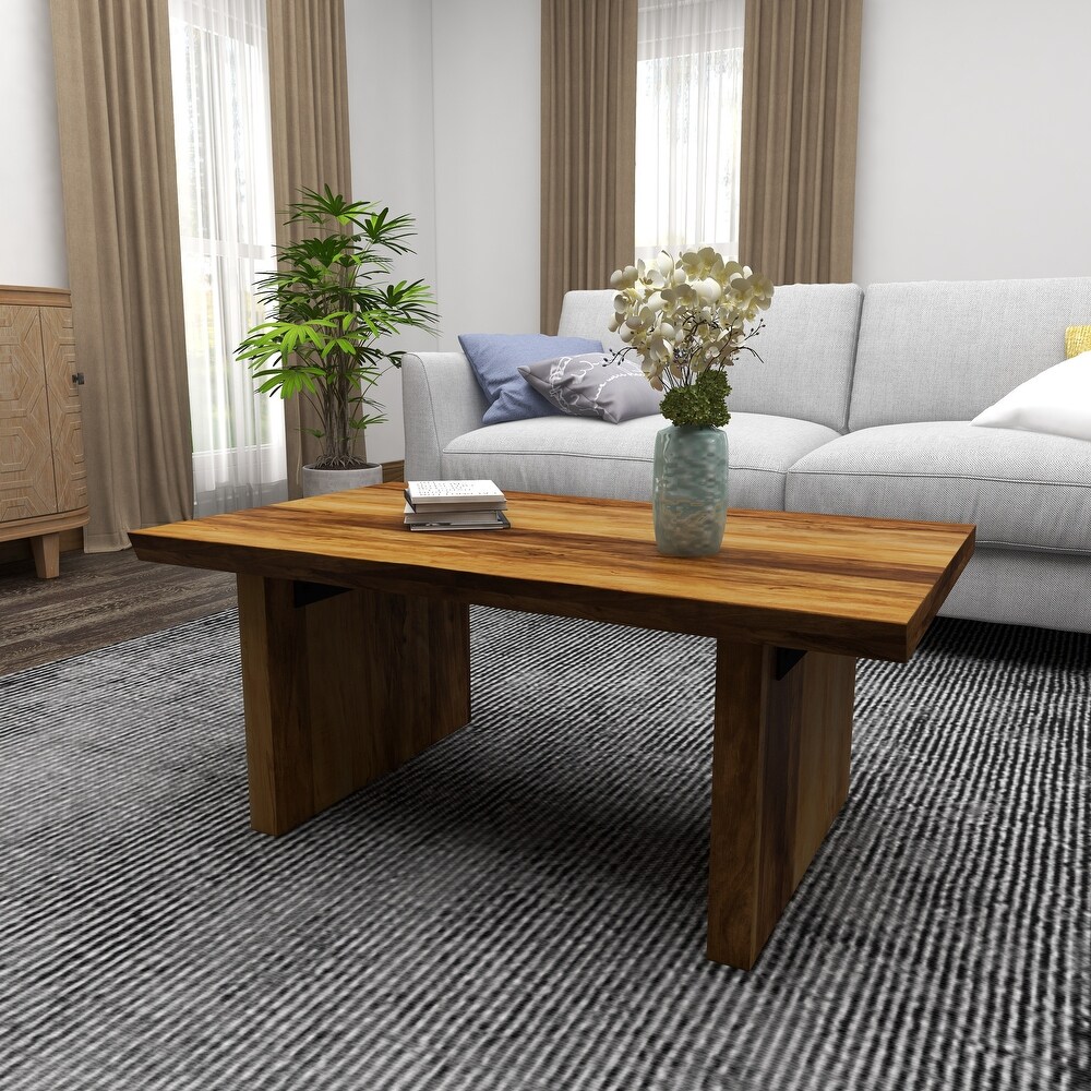 Brown Wood Contemporary Coffee Table 16 x 40 x 24