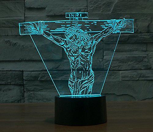 3d Christianity Jesus Suffering Night Light 7 Color Change Led Table Desk Lamp Acrylic Flat Abs Base Usb Charger Home Toy Brithday Xmas Kid Children G