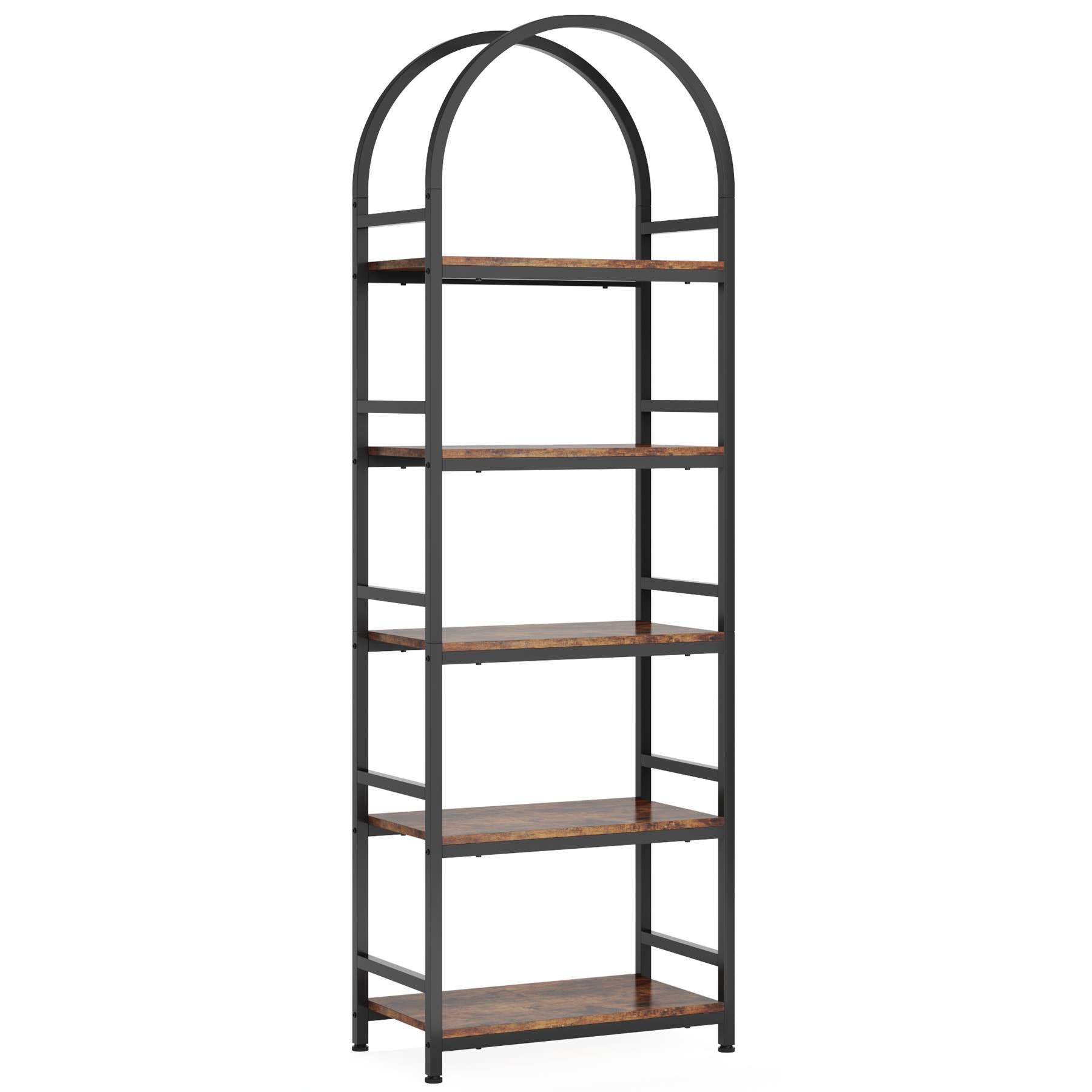 4-Tier / 5-Tier Bookshelf, Arched Bookcase Display Rack with Storage Shelves