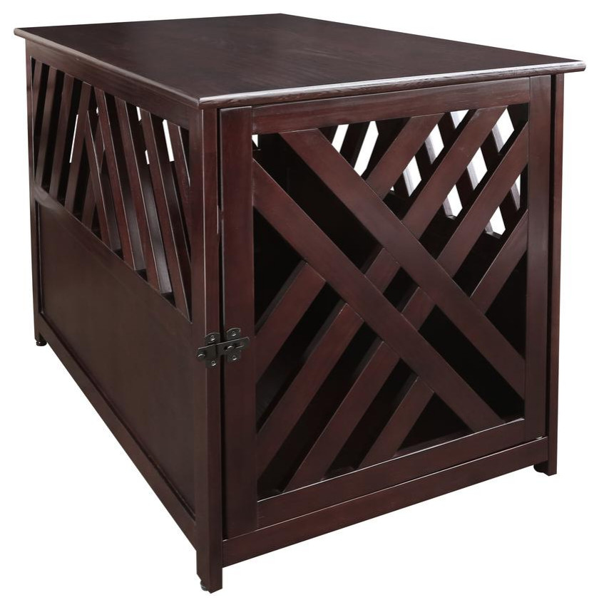 Modern Lattice Wooden Pet Crate End Table   Espresso   Modern   Accent Chests And Cabinets   by BisonOffice  Houzz