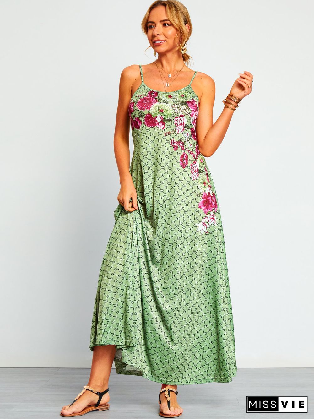 Casual Printed Floral Weaving Dress