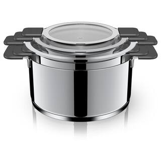 Ozeri 6-Piece Stainless Steel Inductive Pot Set with Straining and Hands-Free Glass Lids ZP16-3P