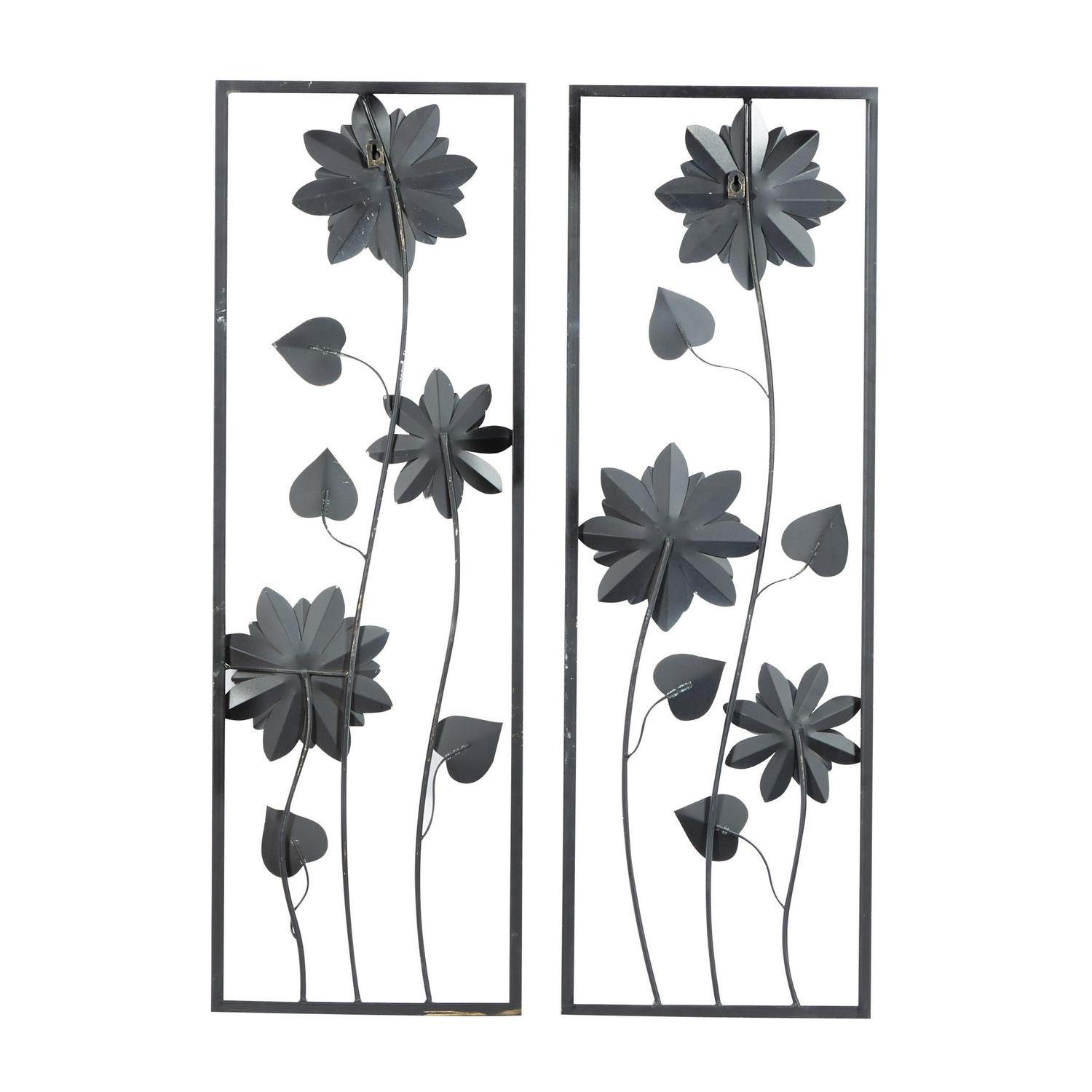 DecMode Gray Metal Contemporary Wall Decor Set of 2  Crowdfused