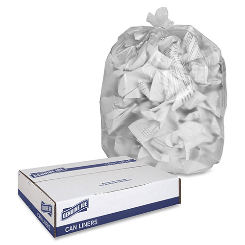 Genuine Joe High Density Clear Trash Bags | 16 Gallon， Case of 1，000 | GJO01756