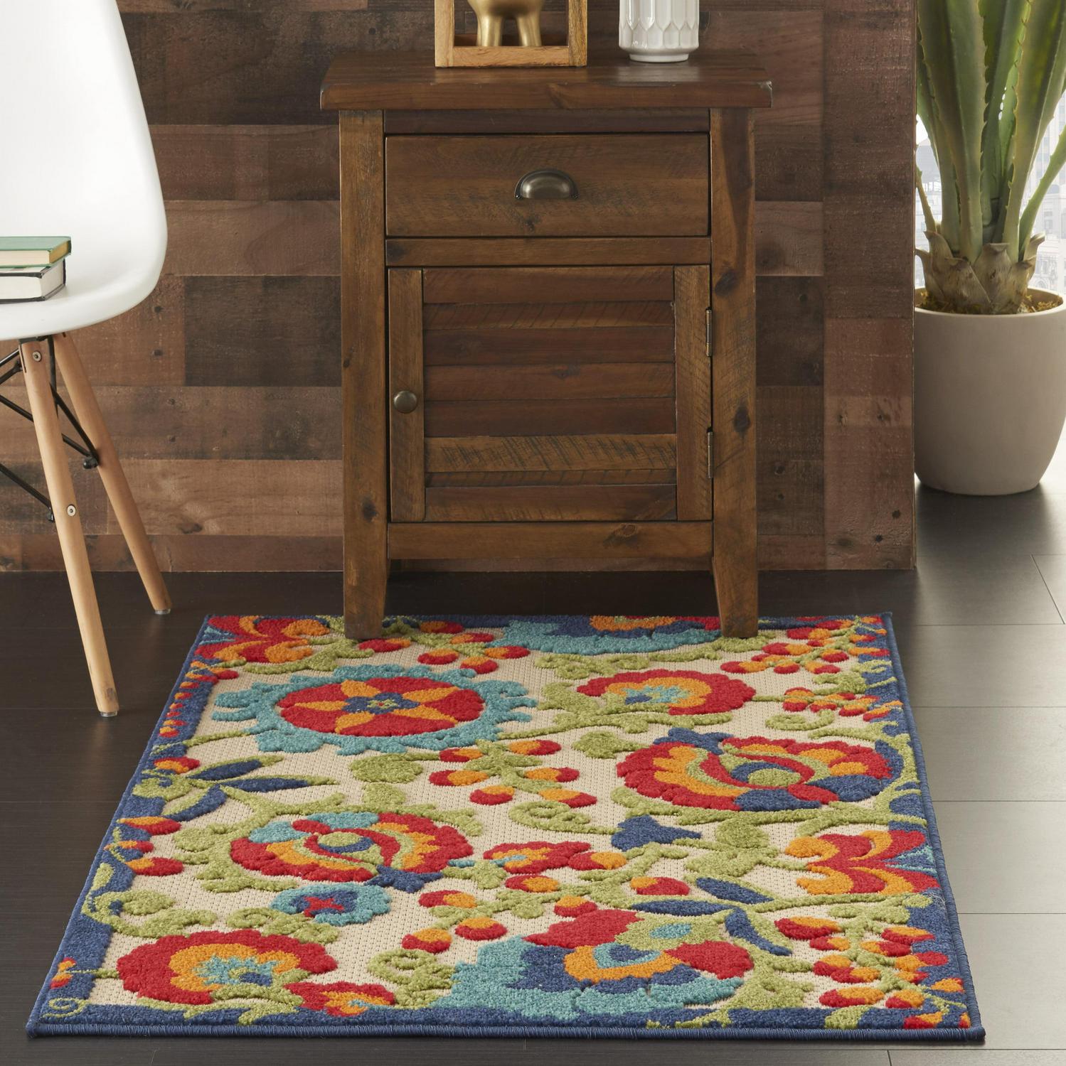 Nourison Aloha Indoor/Outdoor Farmhouse Transitional Multicolor 28 x 4and#8242; Area Rug， (3and#8242; x 4and#8242;)