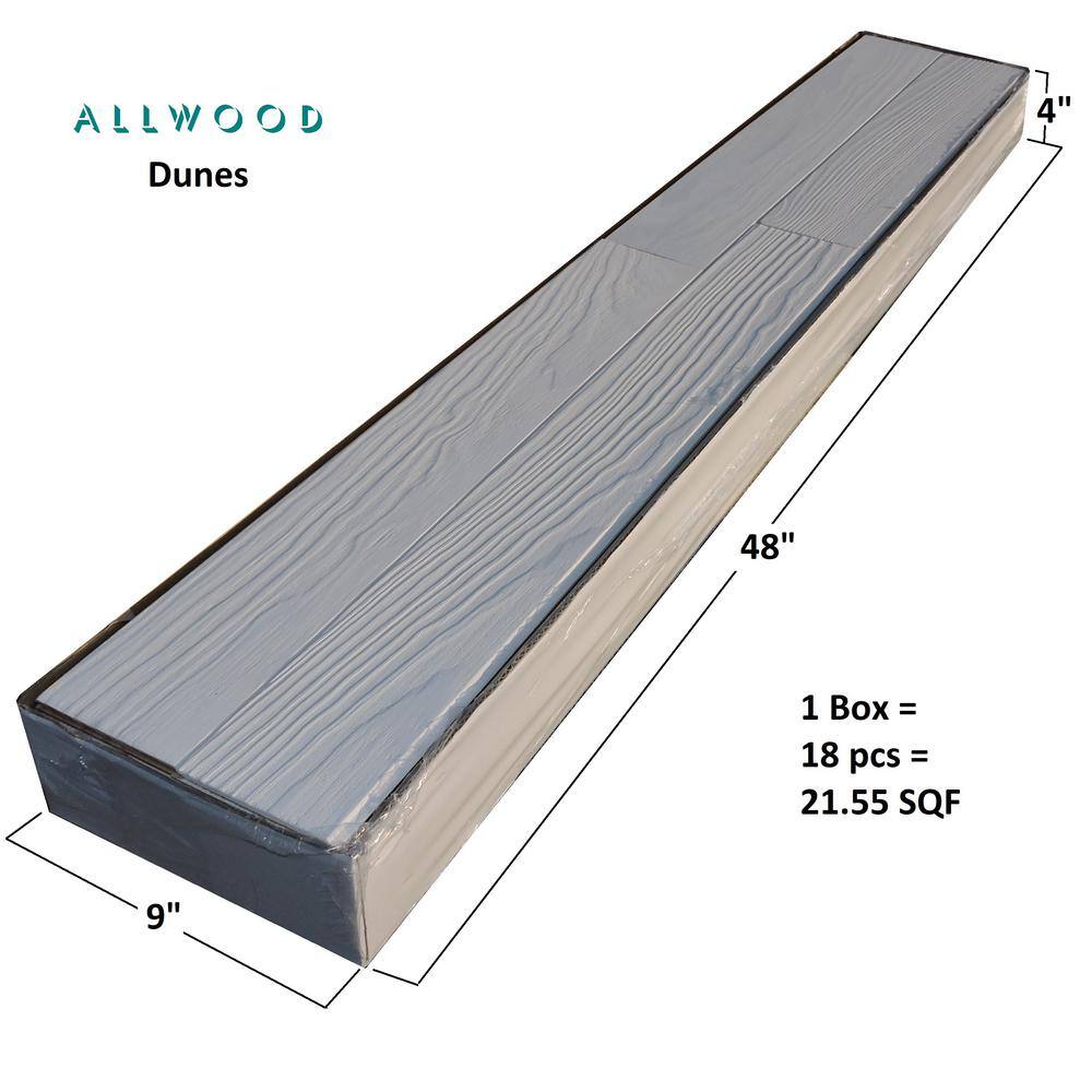 Allwood Dunes 38 in. x 4 in. x 4 ft. White Brushed Barn Wood Wall Paneling Kit (21 sq. ft.) WPLAN-DUNES-HDX