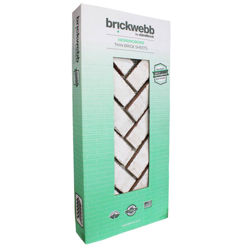 Old Mill Brick 28 in. x 12.5 in. x .625 in. Brickwebb Herringbone Cascade Thin Brick Sheets (Box of 4-Sheets) BWH-370060CS