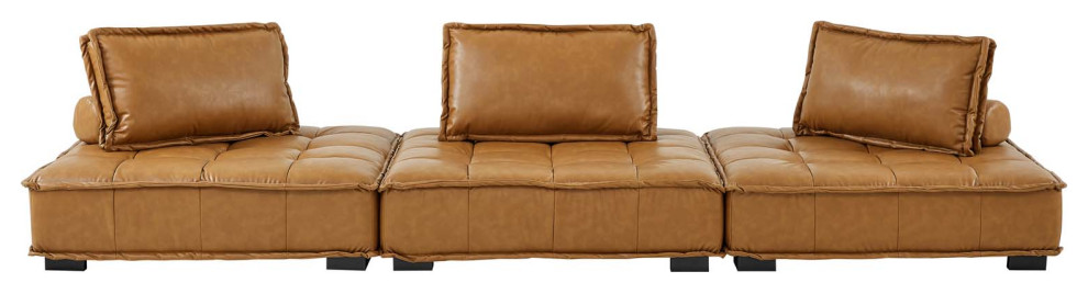 Modular Deep Tufted Sectional Sofa Set  Tan  Fabric  Modern  Lounge Hospitality   Contemporary   Sofas   by House Bound  Houzz