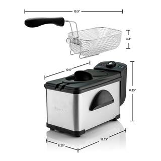 OVENTE 2.1 Qt. Nickel Brushed Deep Fryer Adjustable Temperature Control and Indicator Lights FDM2201BR