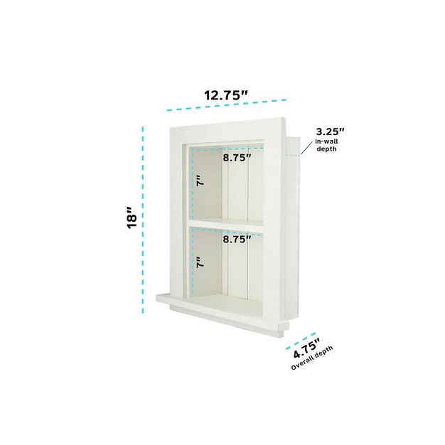 Adirhome Recessed Wall Mount Shelf Wooden Utility Storage Shelf 12 75 x27 x27 W White 515 01 whi