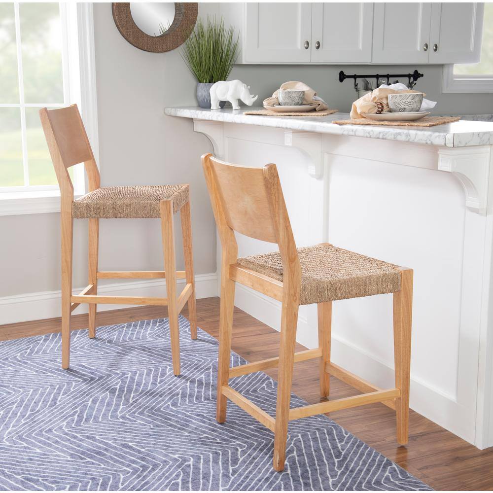 Powell Company Marlene Natural 24 in. Counter Stool with Woven Rope Seats HD1593CS20