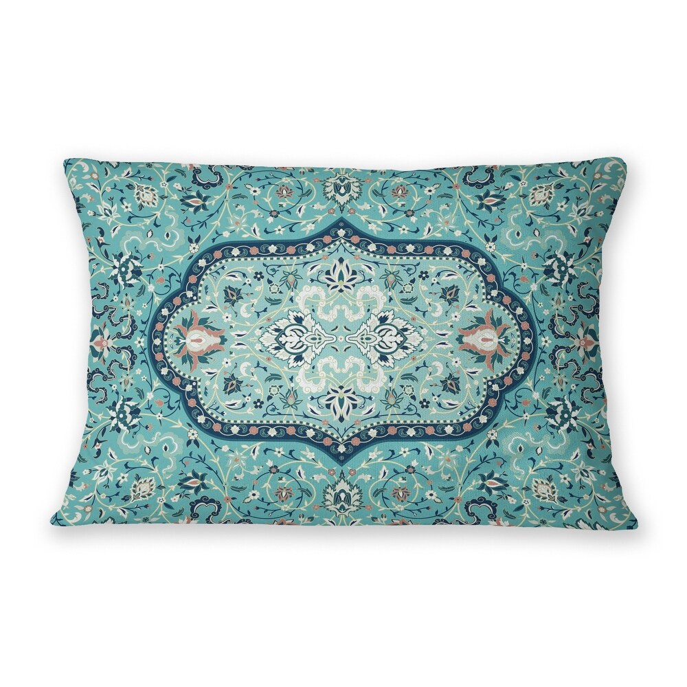 EMPIRE TEAL IndoorOutdoor Lumbar Pillow By Marina Gutierrez