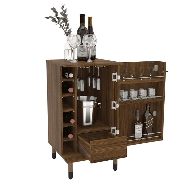 Wrexham Bar Cabinet， 01 Door 06 Wine Racks， 01 Drawer