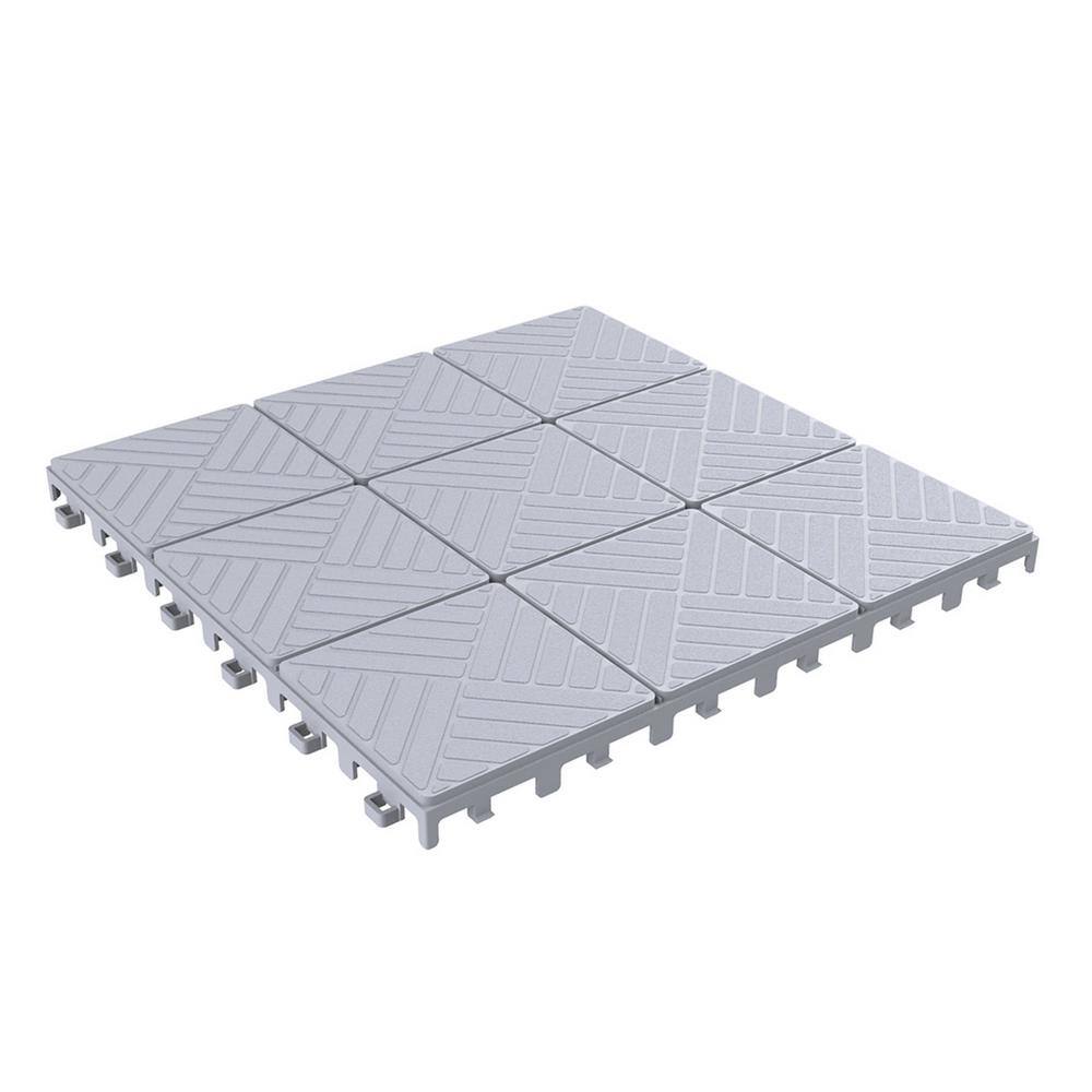 Pure Garden 11.5 in. x 11.5 in. Outdoor Interlocking Polypropylene Patio and Deck Tile Flooring in Grey (Set of 6) HW1500208