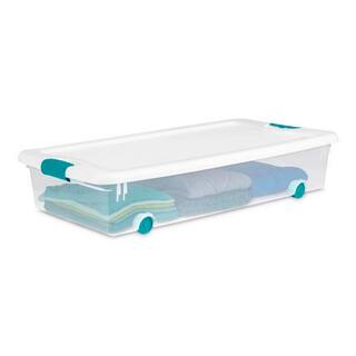 Sterilite 56 qt. Latching Stackable Wheeled Storage Container with Lid (8-Pack) 8 x 14988004