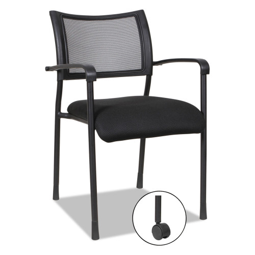 Alera Eikon Series Stacking Mesh Guest Chair， Supports Up to 275 lb， Black， 2/Carton (EK43ME10B)