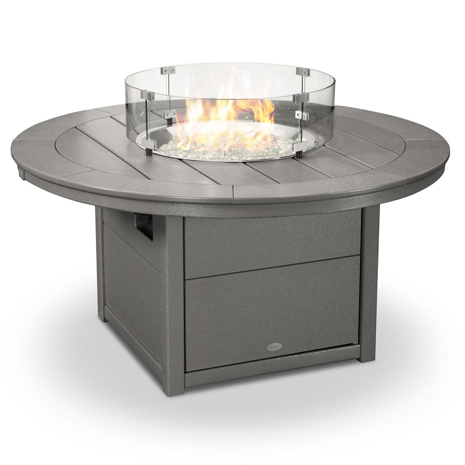 POLYWOOD 48-Inch Round Propane Fire Pit Table