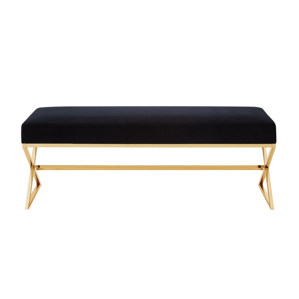 Liam Velvet Upholstered Bench-Stainless Steel Legs-Living-room, Entryway, Bedroom-Inspired Home