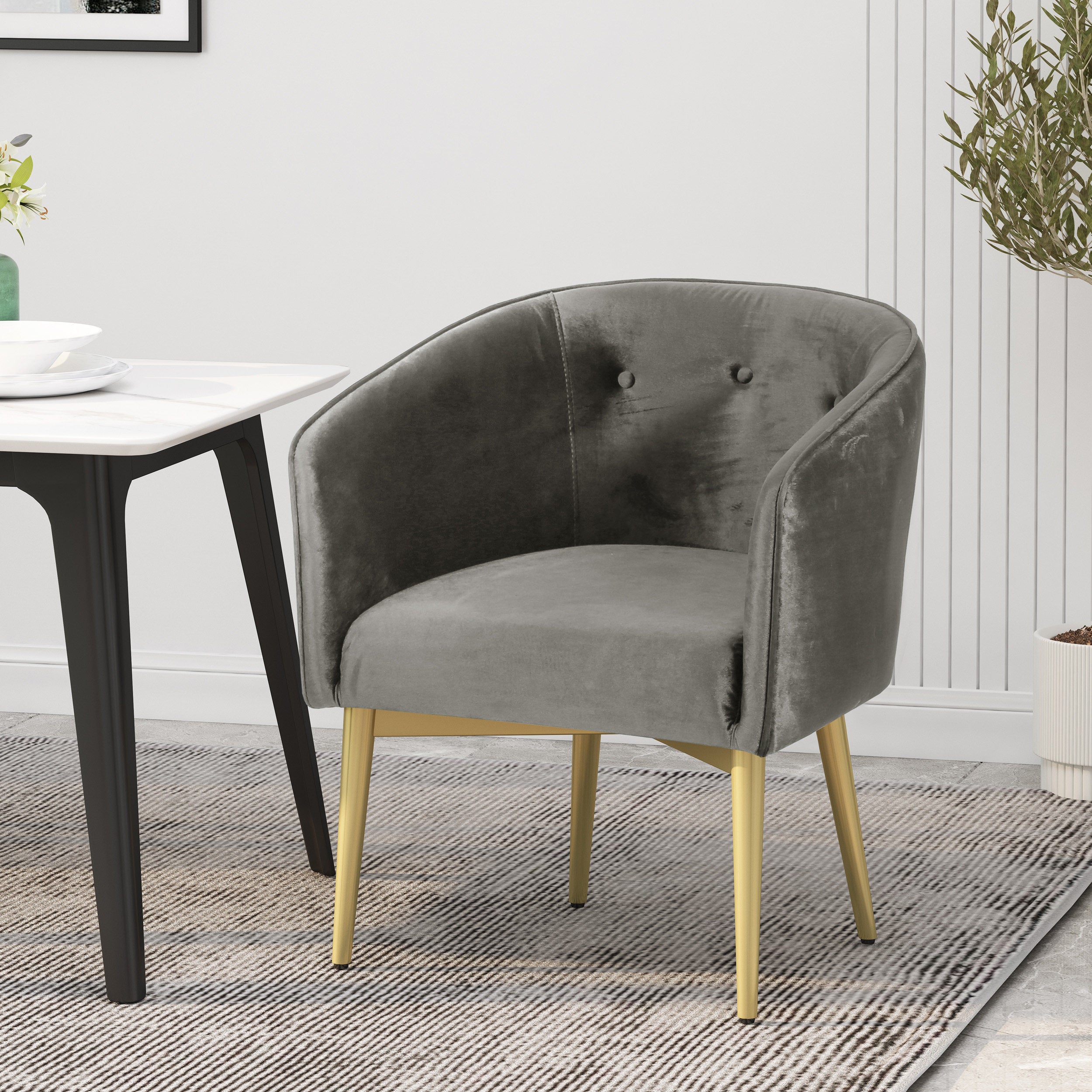 Malinta Modern Glam Tufted Velvet Dining Chair