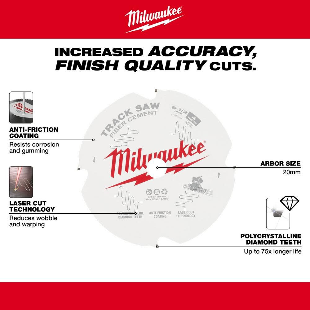 Milwaukee 6 1/2 4T Fiber Cement Track Saw Blade 48-40-0670 from Milwaukee