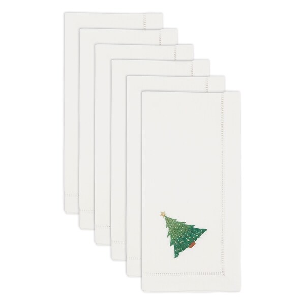 Whimsical Christmas Tree Embroidered Napkin (Set of 6)