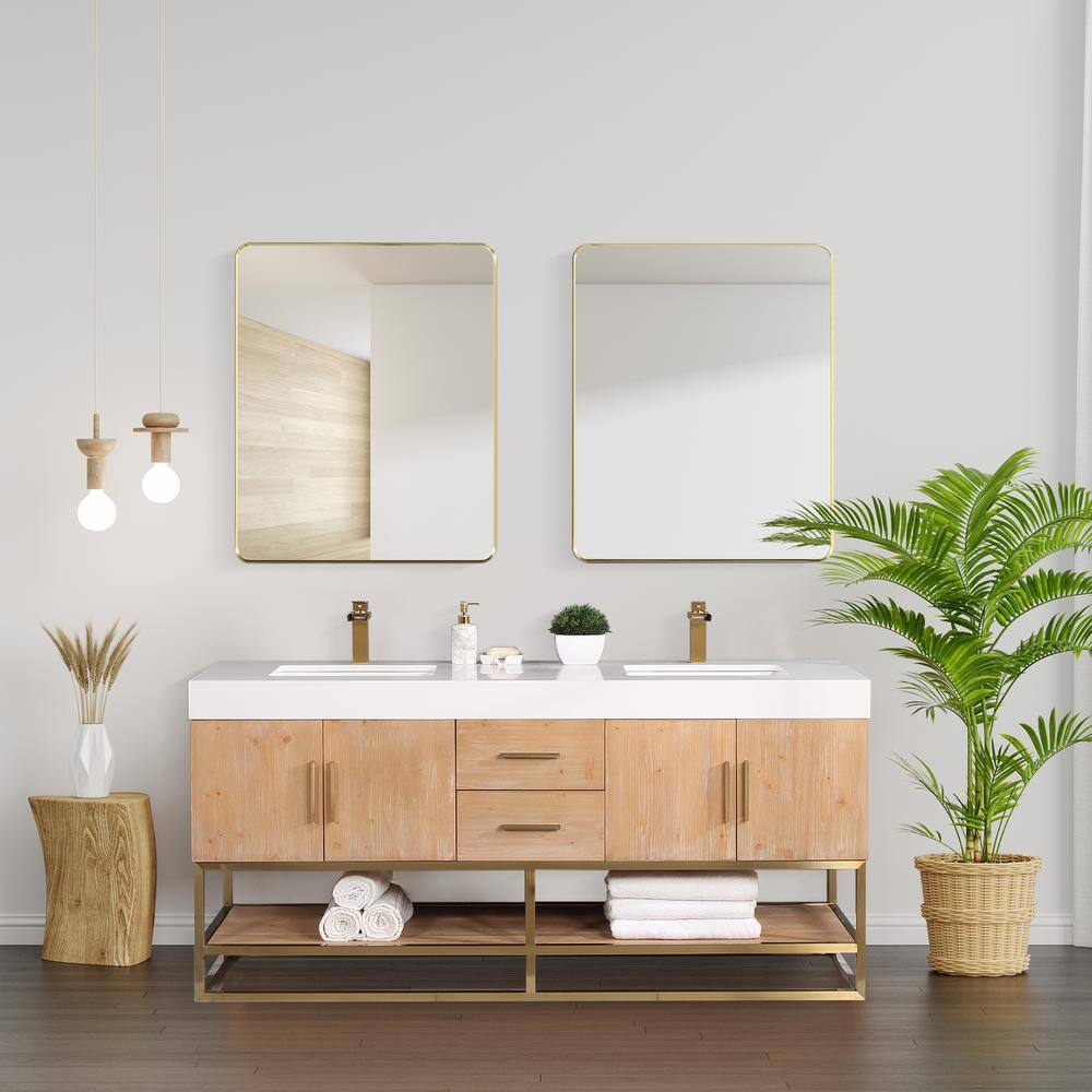 Altair Bianco 72 in. W x 22 in. D x 34 in . H Double Sink Bath Vanity in Light Brown with White Composite Stone Top 552072G-LB-WH-NM