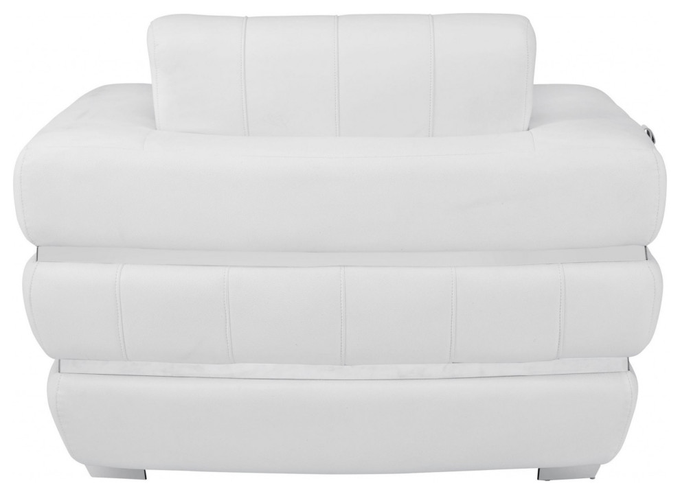 Winter White Stripe Top Grade Italian Leather Chair   Contemporary   Armchairs And Accent Chairs   by UStradeENT LLC  Houzz