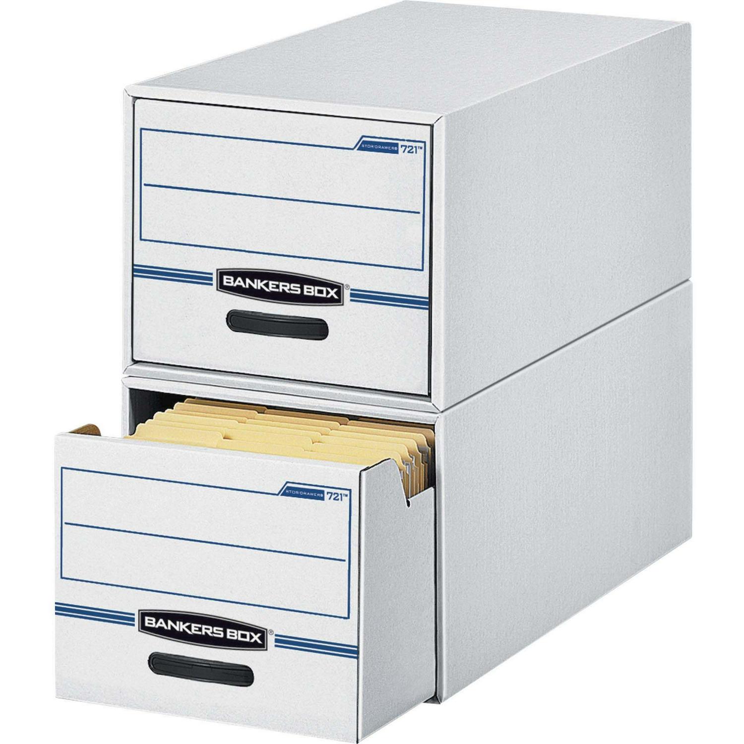 Bankers Box， FEL00721， Stor/Drawer File Storage Unit， 6 / Carton， White，Blue