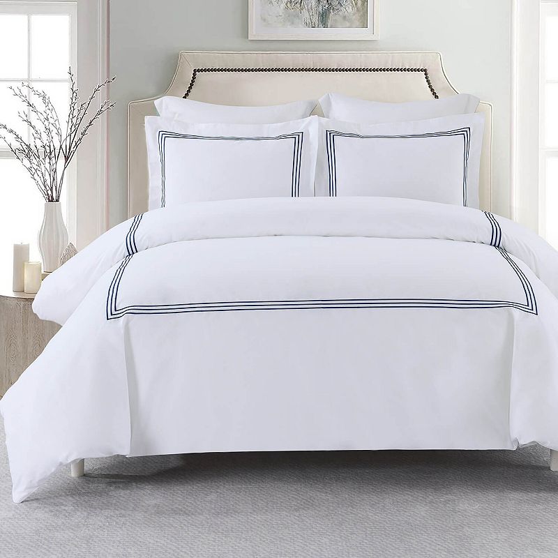 Adeline Percale Embroidered Duvet Cover Set - Made in Egypt