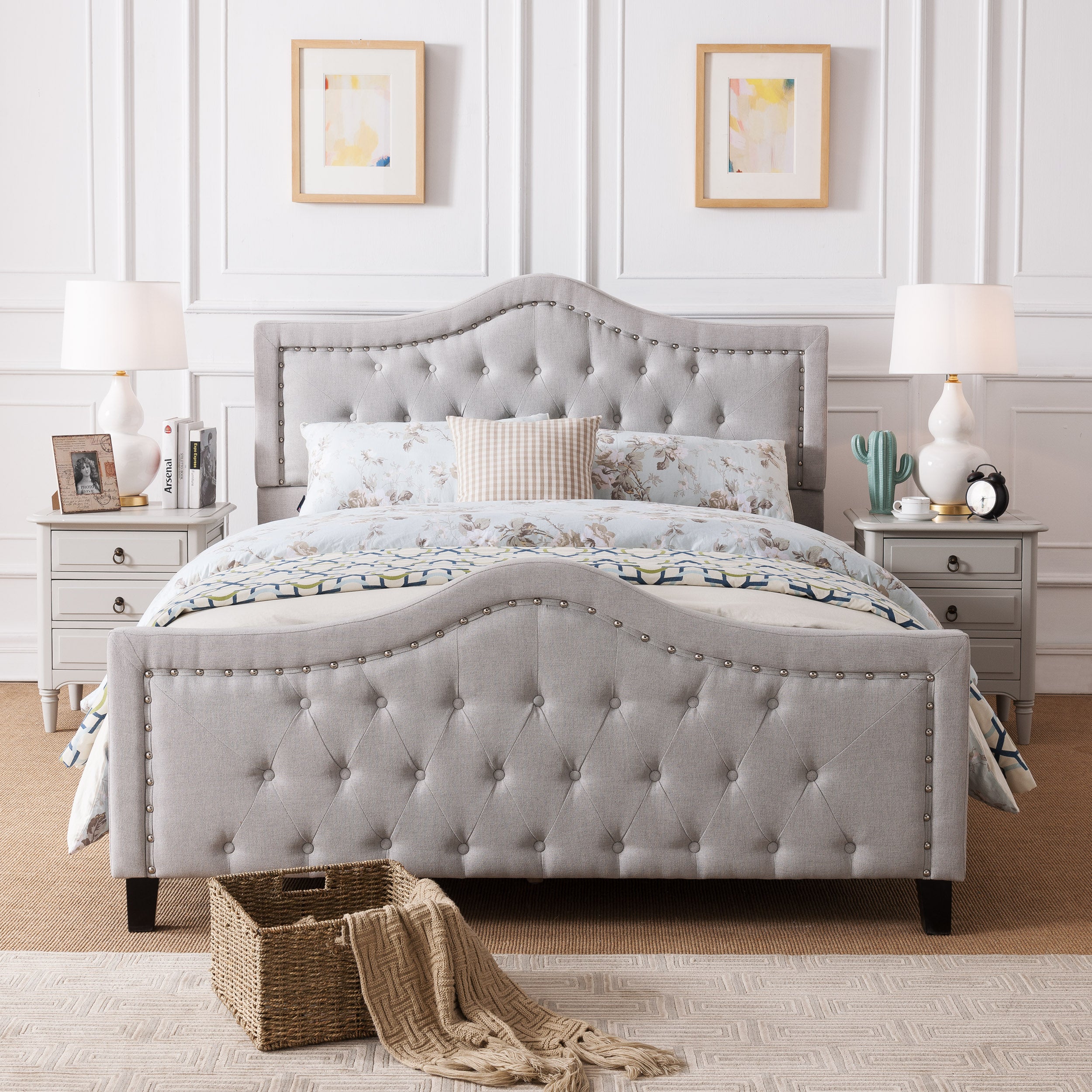 Livi Fabric Fully Upholstered Queen Bed Set