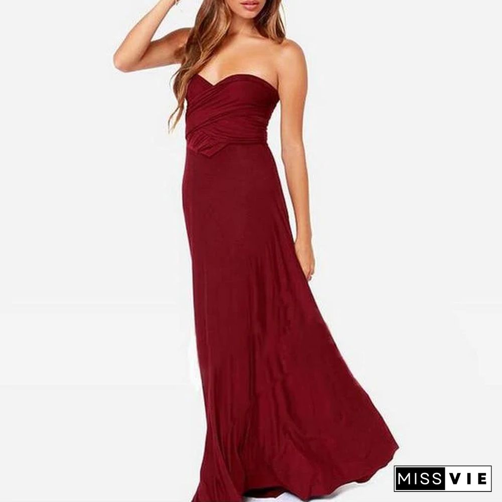 Women Wrap Convertible Boho Maxi Red Bandage Long Bridesmaids Infinity Dress